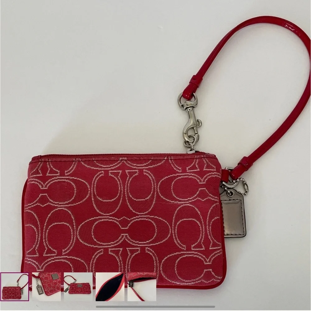 Coach Poppy Ruby Red and Silver Wristlet. - Picture 3 of 12